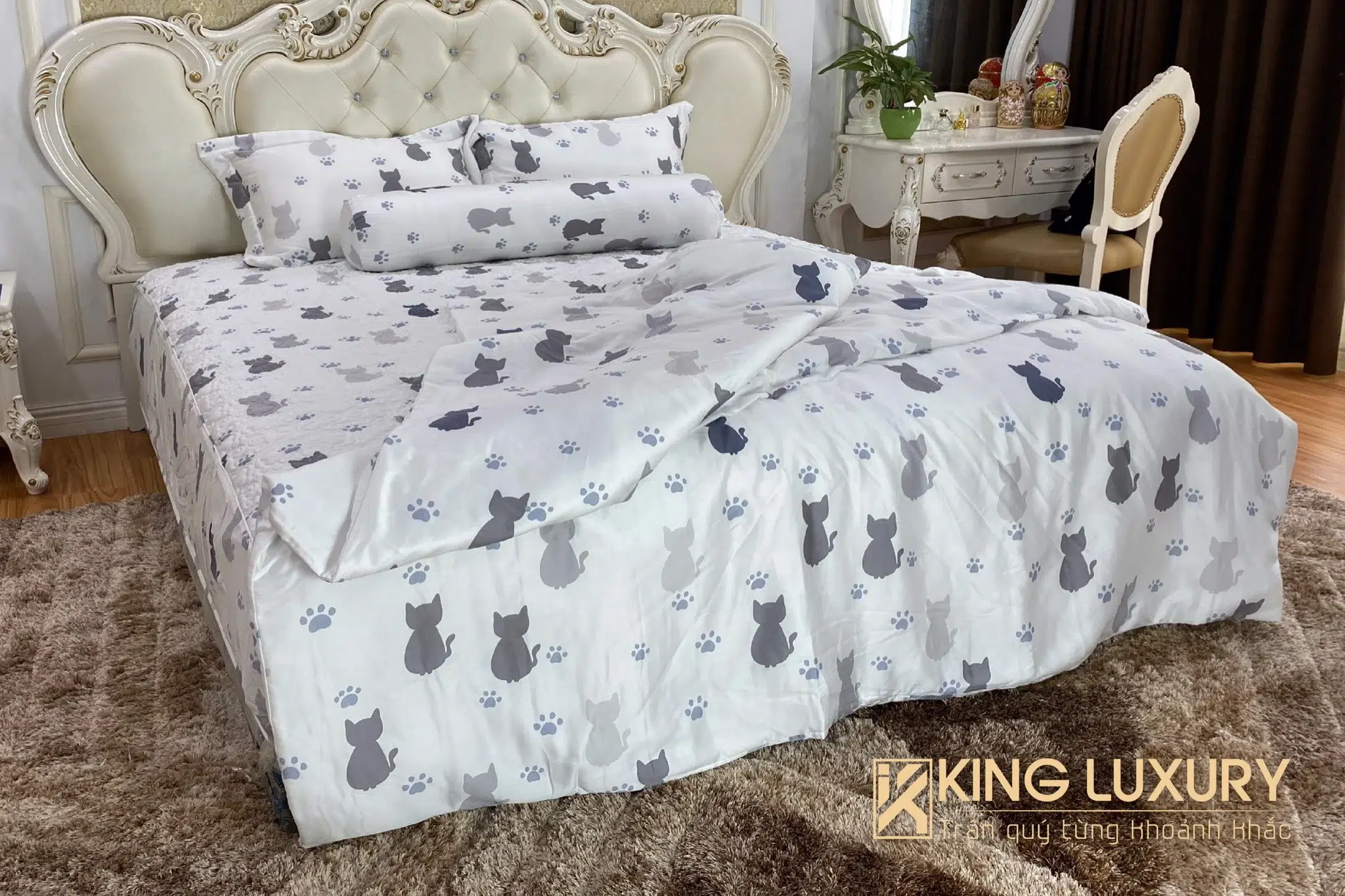 Katakura Tencel Meo Meo Trắng