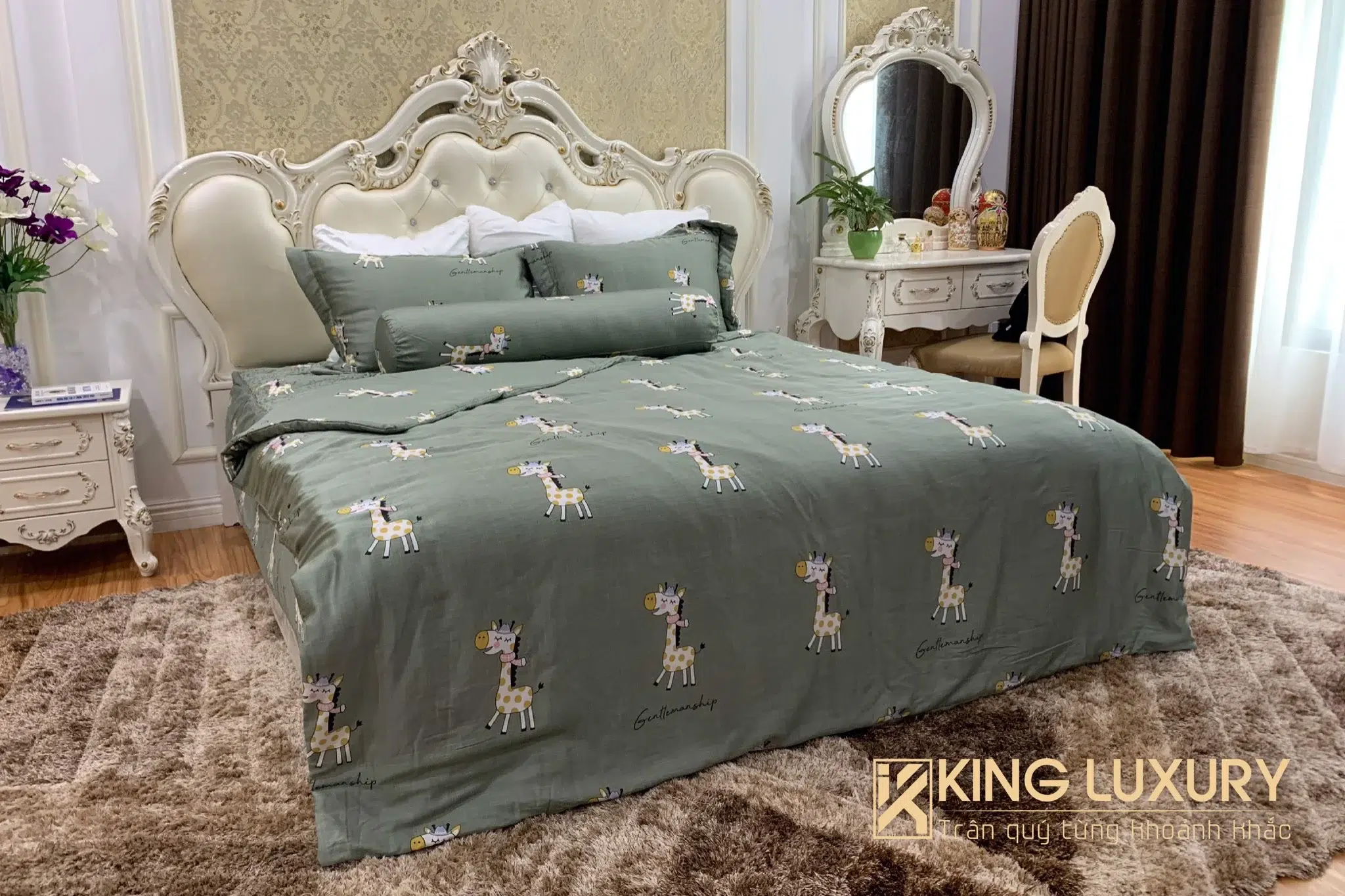 Katakura Tencel Pro Hươu Cao Cổ Xanh Cốm
