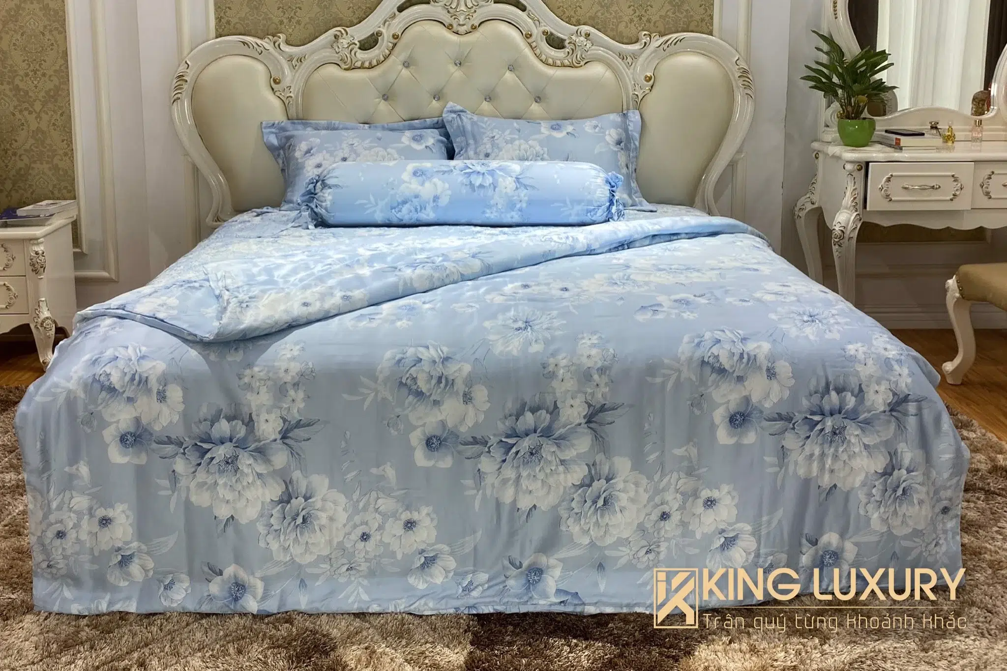 Tencel Pro Mẫu Đơn Xanh